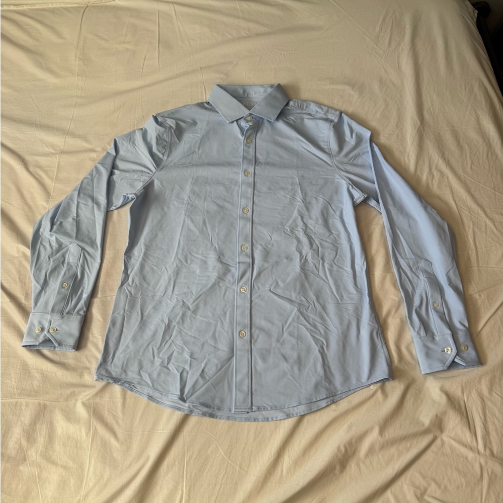 Rhône Commuter Shirt Slim Fit Light Blue Fine Italian Fabric Button Down Stretch